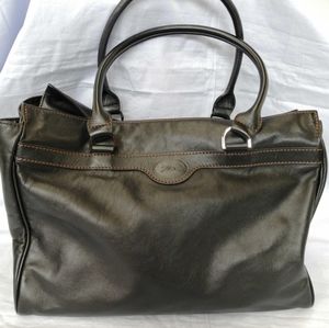 Vintage Longchamp Black Leather Shoulder Tote
